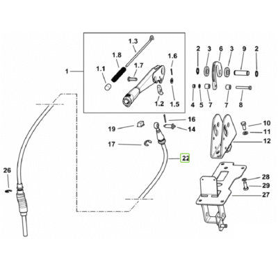 Cięgno linka hamulca ręcznego - 0.014.9657.4/10 - SDF