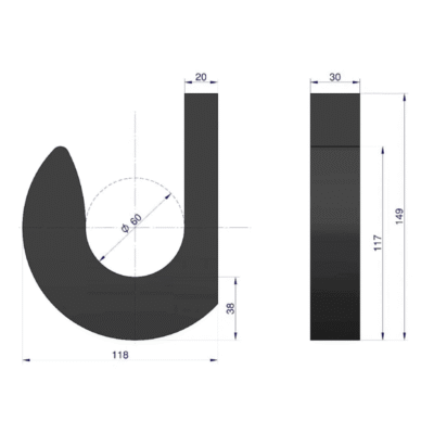 Hak łyżki ładowacza stalowy - FI60 - 9139660