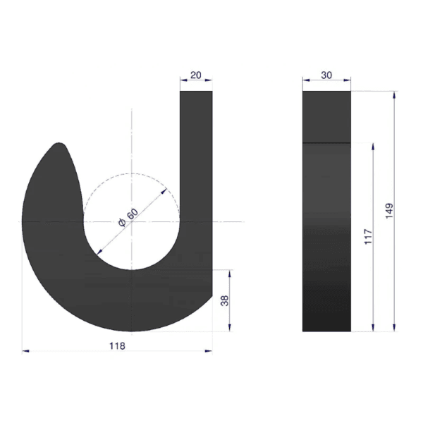 Hak łyżki ładowacza stalowy FI60 - 9139660