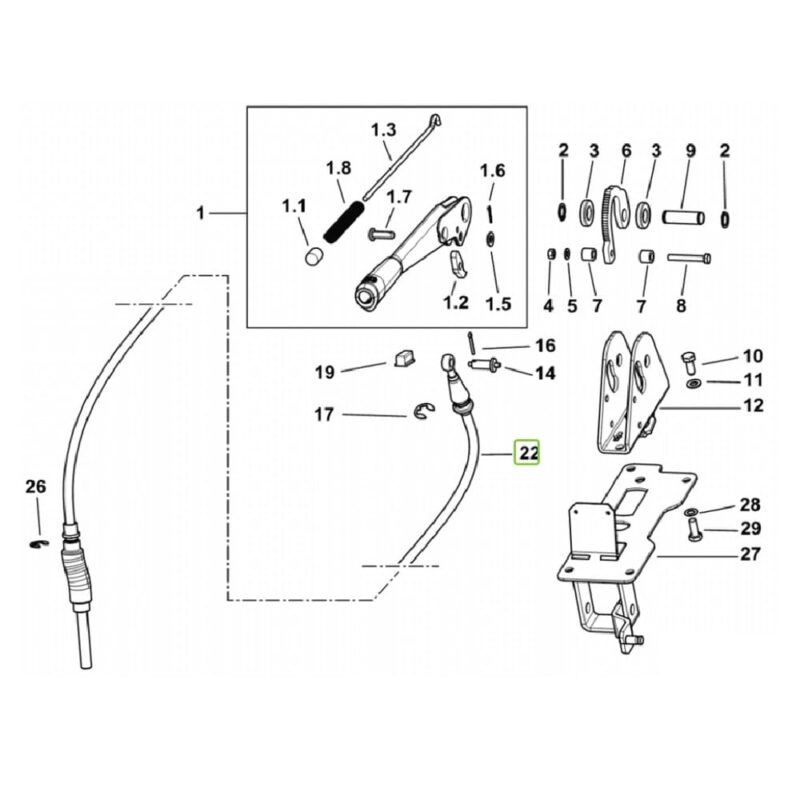 Linka hamulca recznego SDF Parts Same Deutz-Fahr Lamborghini 795 mm