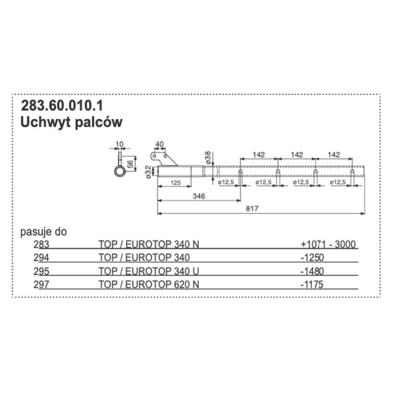 Rura zgrabiarki – 38×817 mm – 283.60.010.1 – POTTINGER