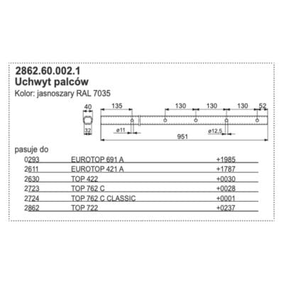 Rura zgrabiarki - 40×951 mm - 2862.60.002.1 - POTTINGER