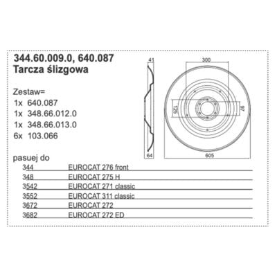 Talerz roboczy 605mm Pottinger EUROCAT 344.60.009.0