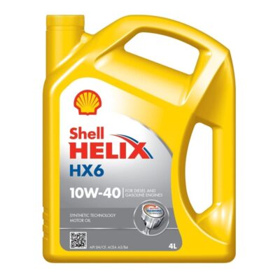 Shell Helix HX6 10W-40 4L — olej silnikowy syntetyczny (API SN/CF, ACEA A3/B4)