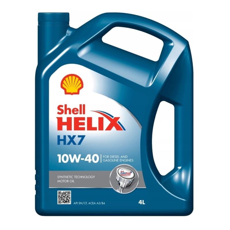 Shell Helix HX7 10W-40 4L — olej silnikowy półsyntetyczny (API SN/CF, ACEA A3/B4)
