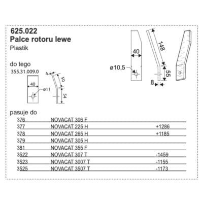Palec kondycjonera Pottinger 625.022 lewy