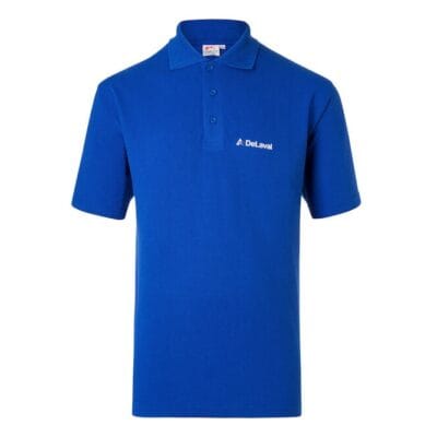 Koszulka polo unisex DeLaval rozmiar M, niebieska, z logo DeLaval