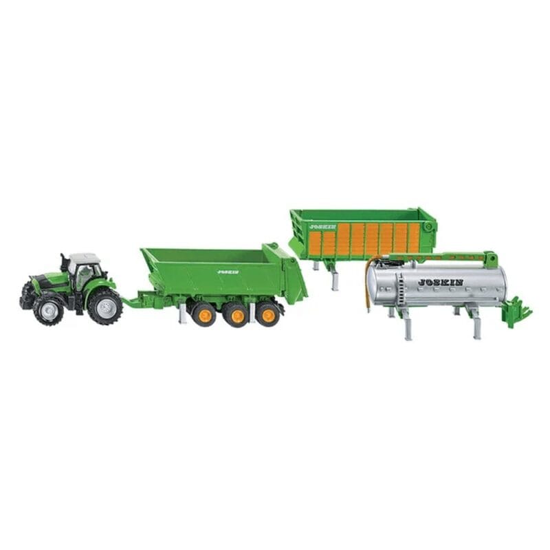 Model SIKU 1:87 ciagnik DEUTZ-FAHR Agrotron X720 z zestawem przyczep Joskin