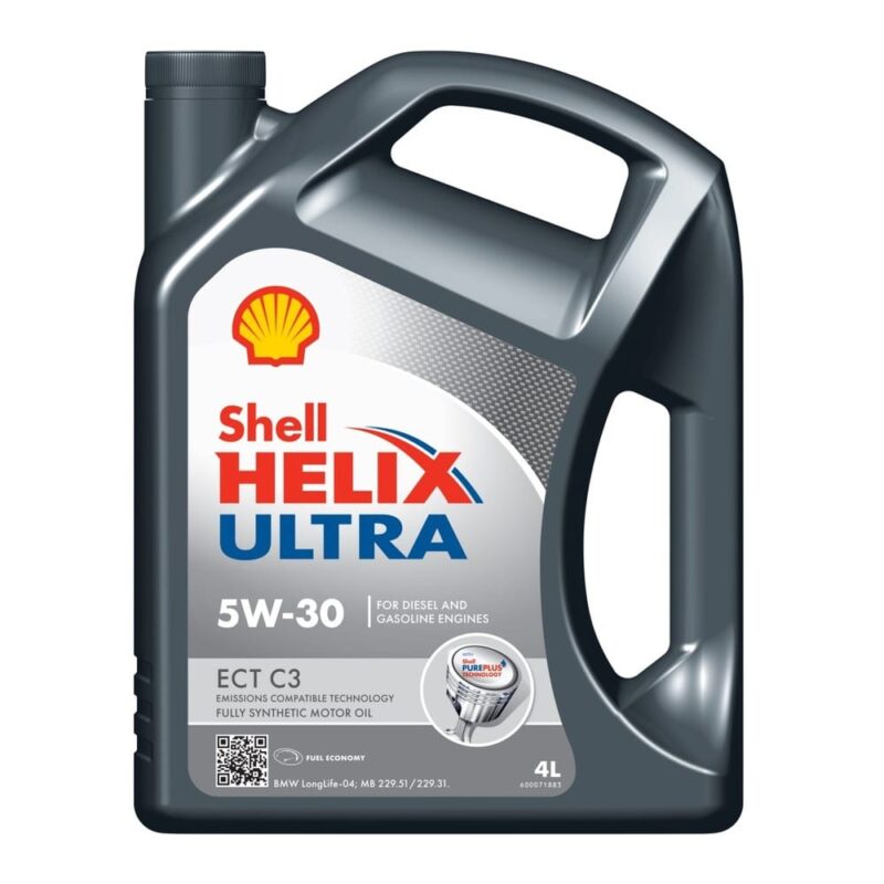 Shell Helix Ultra ECT C3 5W-30 4L — olej syntetyczny Low-SAPS (ACEA C3, MB 229.51, dexos2)