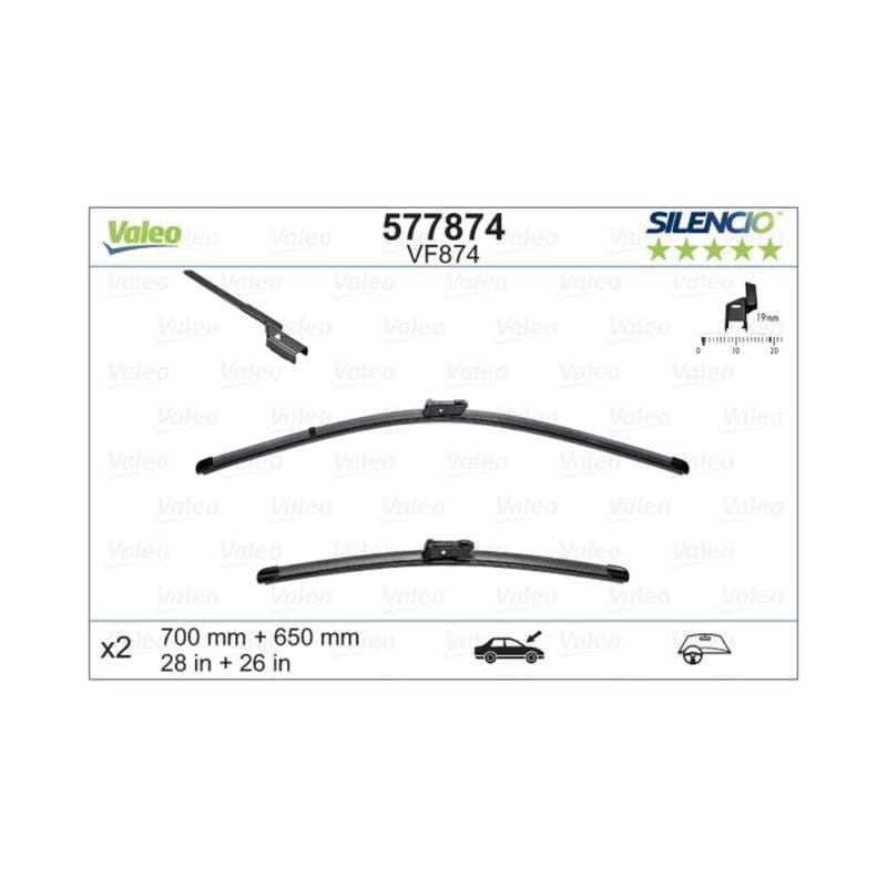 Pióro wycieraczki Valeo 577874 Silencio VF874 700mm + 650mm