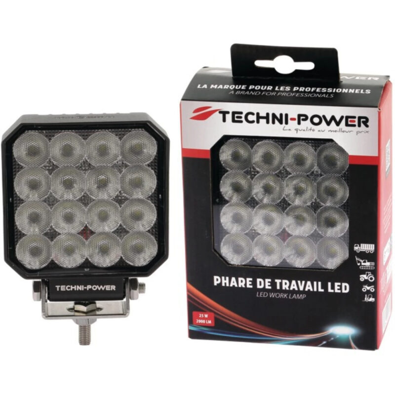 Lampa robocza LED - kwadratowa 25W 2000 lm 12/24V - 1210252 - TECHNI-POWER