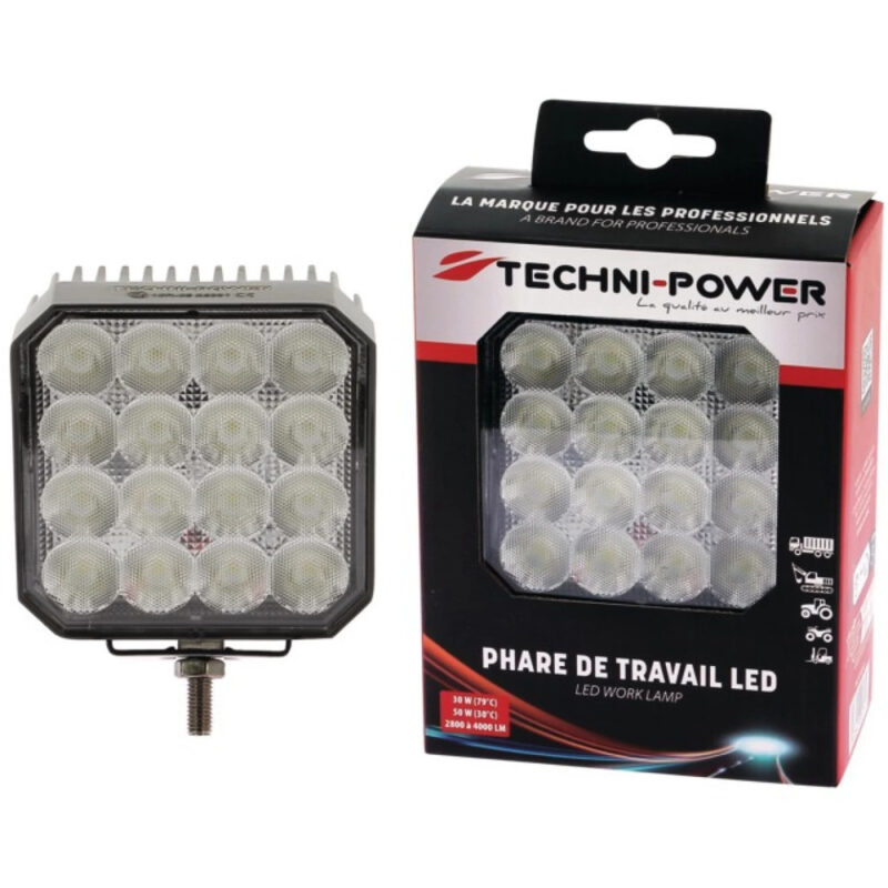 Lampa robocza LED - kwadratowa 30-50W 2800-4000 lm 12/24V - 1210257 - TECHNI-POWER