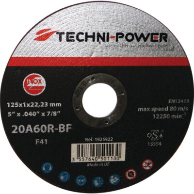 Tarcza tnąca do stali nierdzewnej - Ø125×1 mm otwór 22,2 mm - 1925922 - TECHNI-POWER