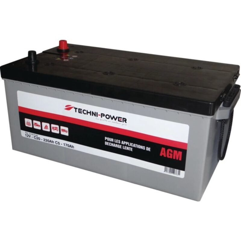 Akumulator AGM - wolnoładowalny 12V 205Ah M16 lewy+ - 31307046 - TECHNI-POWER