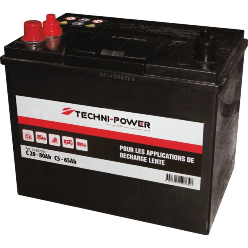 Akumulator kwasowo-ołowiowy - wolnoładowalny 12V 80Ah podwójny zacisk - 31307050 - TECHNI-POWER