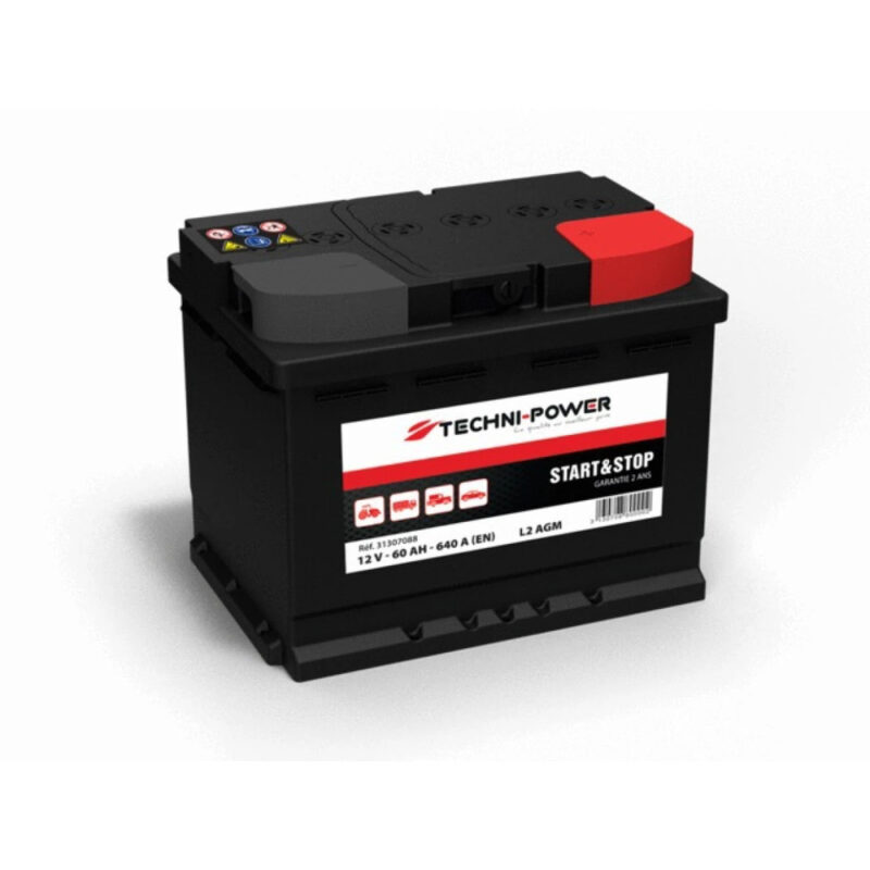 Akumulator AGM - rozruchowy 12V 60Ah 640A EN L2 prawy+ - 31307088 - TECHNI-POWER