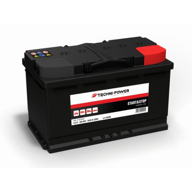 Akumulator AGM - rozruchowy 12V 80Ah 840A EN L4 prawy+ - 31307090 - TECHNI-POWER
