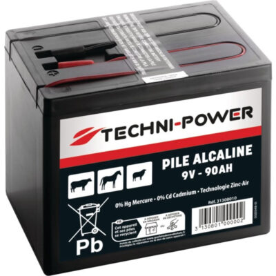 Bateria alkaliczna Zinc-Air do ogrodzeń elektrycznych - 9V 90Ah - 31308010 - TECHNI-POWER