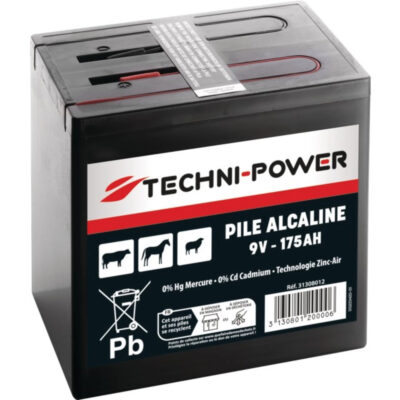 Bateria alkaliczna Zinc-Air do ogrodzeń elektrycznych - 9V 175Ah - 31308012 - TECHNI-POWER