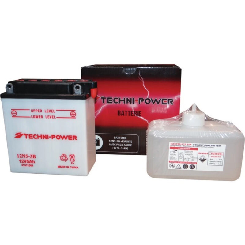Akumulator rozruchowy kwasowo-ołowiowy - 12V 5Ah YB5L-B (12N5-3B) prawy+ - 31311004 - TECHNI-POWER