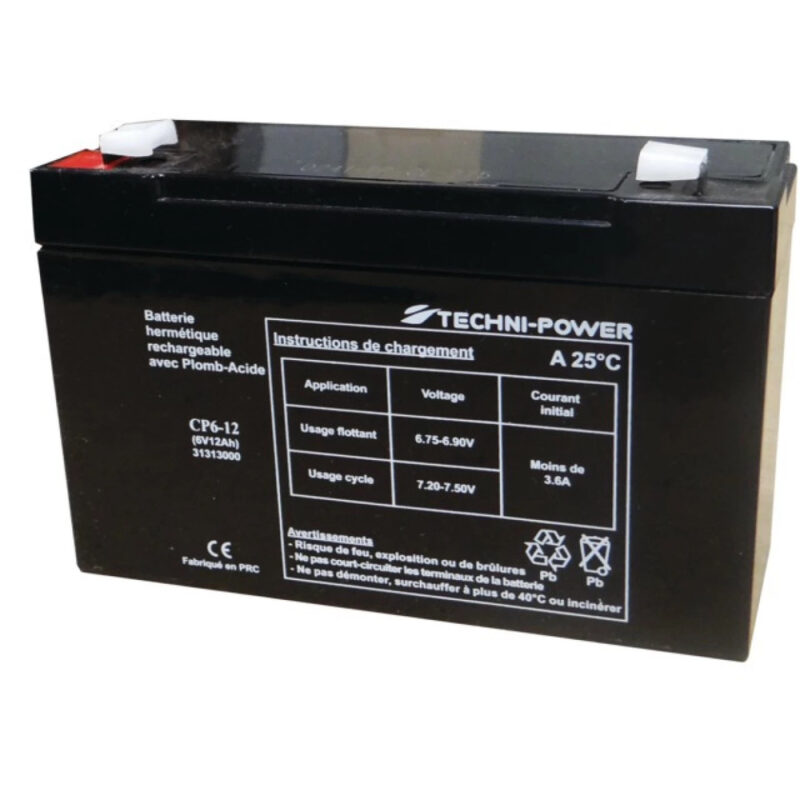 Akumulator żelowy - 6V 12Ah lewy+ - 31313000 - TECHNI-POWER