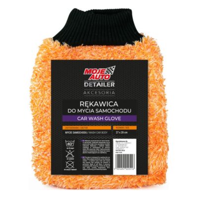 Rękawica do mycia samochodu z mikrofibry Moje Auto Detailer, pomarańczowa, 27 x 20 cm